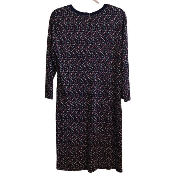 Lauren Ralph Lauren Navy Blue Abstract Geometric Long Sleeve Shift Career Dress - Picture 2 of 8